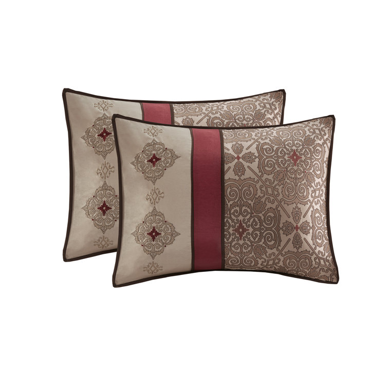 Red Jacquard Queen 24-Piece Microfiber Bedding Set