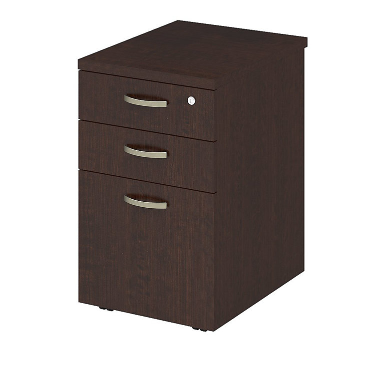 Mocha Cherry Compact 3-Drawer Mobile Legal File Cabinet