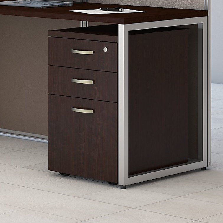 Mocha Cherry Compact 3-Drawer Mobile Legal File Cabinet