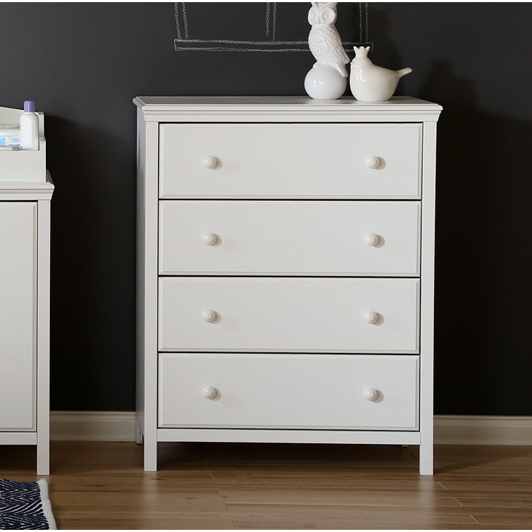 Pure White 4-Drawer Nursery Dresser with Ceramic Handles