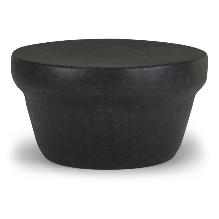 Rustic Bronze 33" Round Iron Coffee Table with Antique Finish & Storage