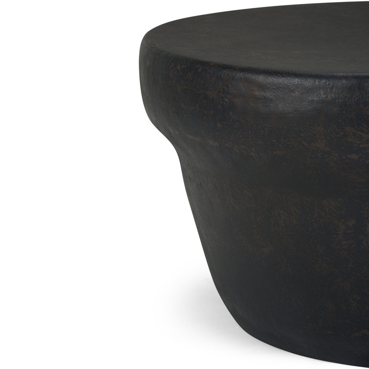 Rustic Bronze 33" Round Iron Coffee Table with Antique Finish & Storage