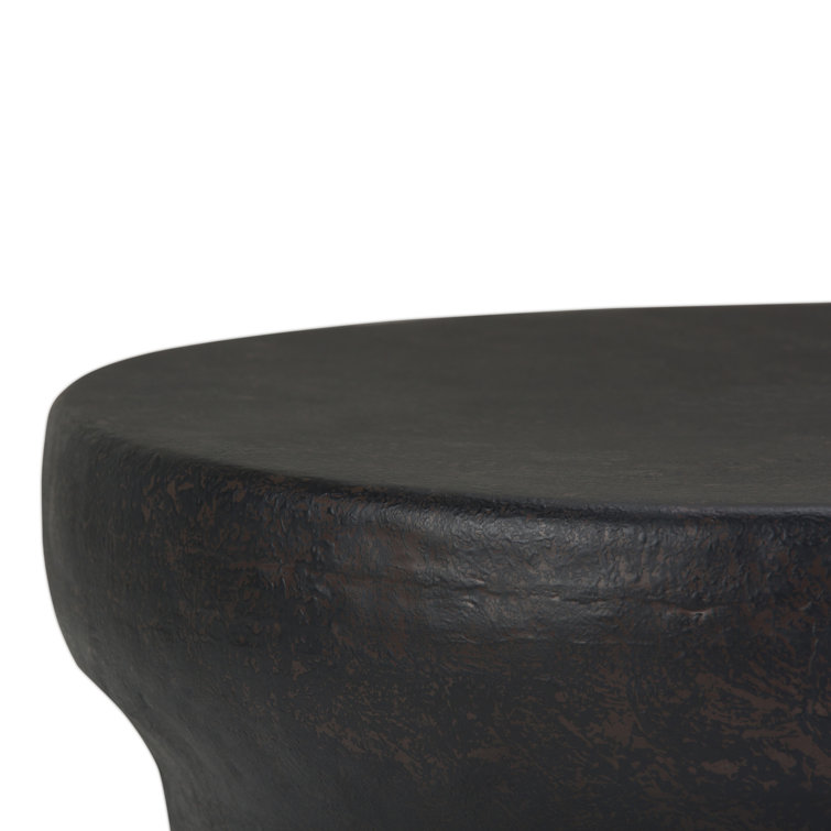 Rustic Bronze 33" Round Iron Coffee Table with Antique Finish & Storage