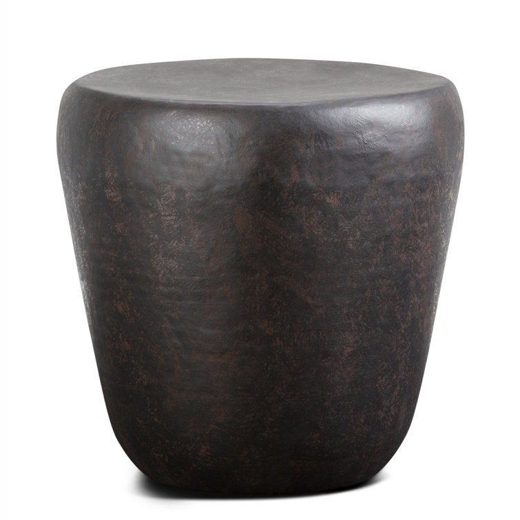 Rustic Bronze 20" Industrial Drum Accent Side Table