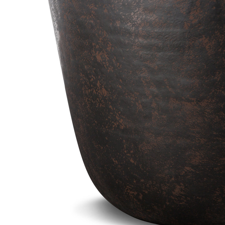 Rustic Bronze 20" Industrial Drum Accent Side Table