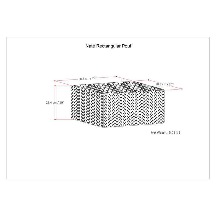Gray Melange Cotton Blend Square Pouf