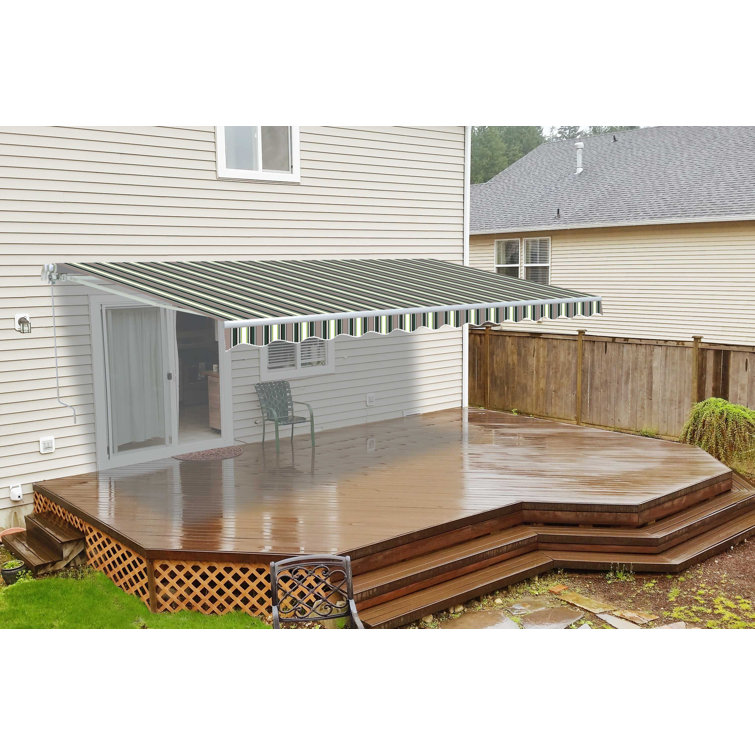 Silver Gray 13 x 10 ft Retractable Patio Awning with White Aluminum Frame