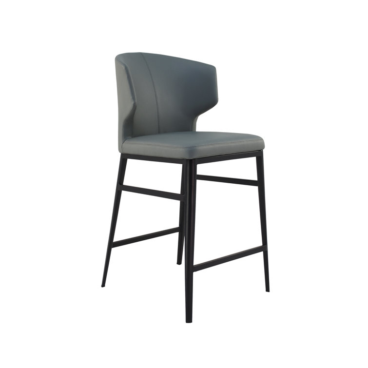 Delaney Gray Faux Leather and Steel Counter Stool