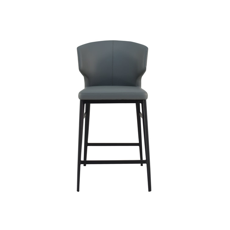 Delaney Gray Faux Leather and Steel Counter Stool