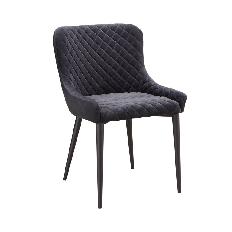 Contemporary Etta Dark Grey Velvet Upholstered Side Chair
