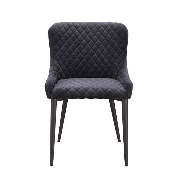 Contemporary Etta Dark Grey Velvet Upholstered Side Chair