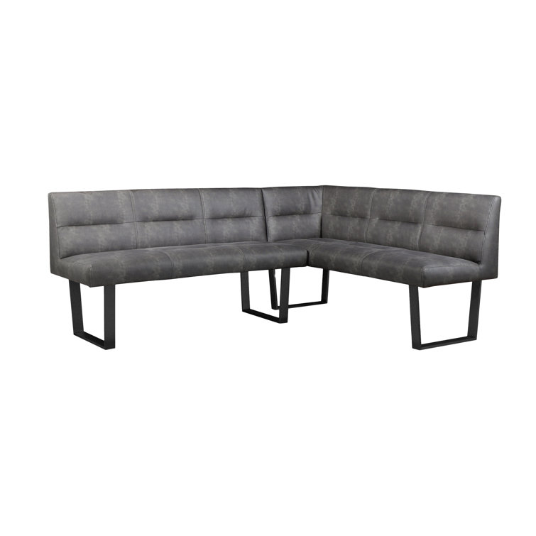 Hanlon Contemporary Dark Gray Upholstered Corner Bench