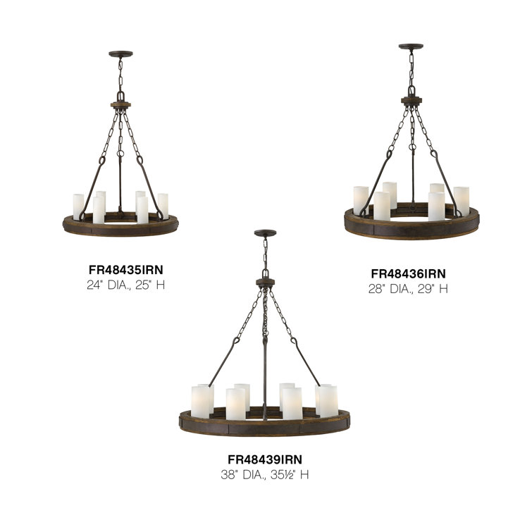 Bronze 38" Rustic Iron Wagon Wheel Chandelier