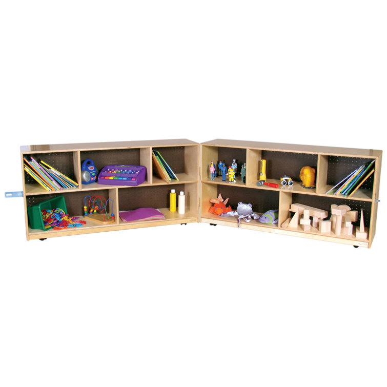 Natural Wood 38" Folding Kids Storage Unit