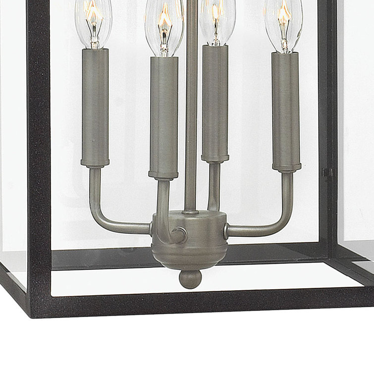 Elegant Aged Zinc 4-Light Lantern Pendant with Clear Glass