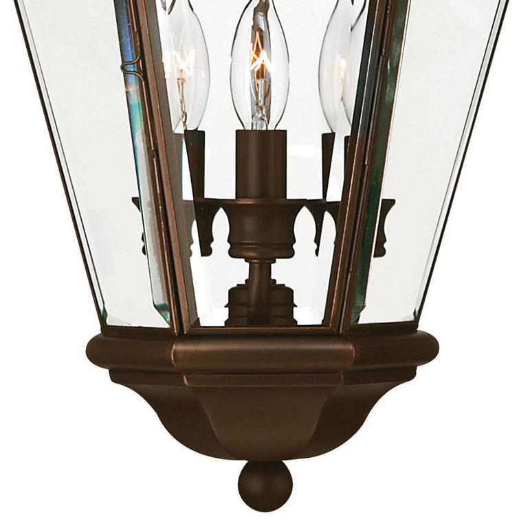 Clifton Park 3-Light Copper Bronze Outdoor Lantern with Clear Glass