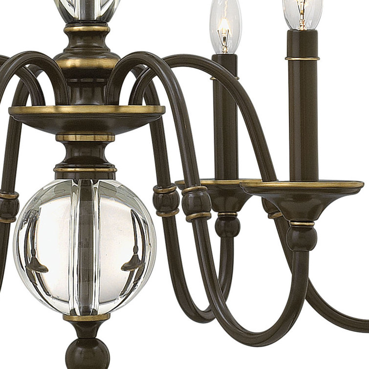 Eleanor 6-Light Oiled Bronze Crystal Candle Chandelier