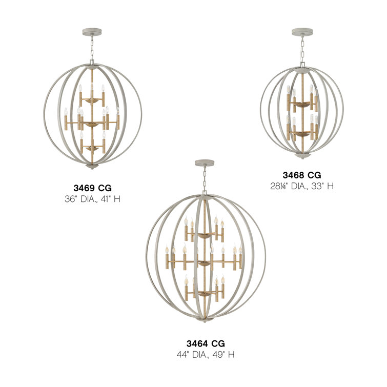 Euclid Transitional-Modern 12-Light Globe Pendant in Cement Gray