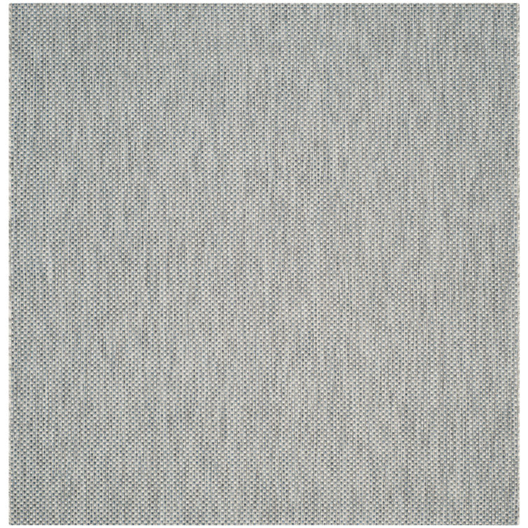 Navy and Grey Square Synthetic Outdoor Area Rug