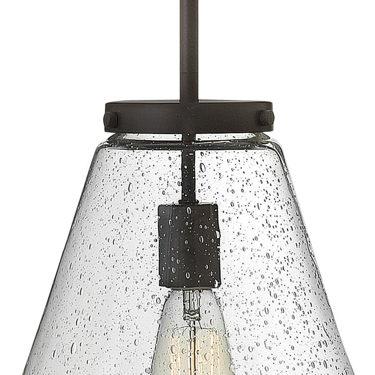 Finley Oil Rubbed Bronze Mini Pendant with Clear Seedy Glass