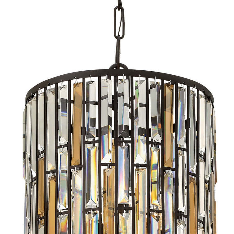 Gemma Vintage Bronze 6-Light Candelabra Pendant with Crystal Prisms