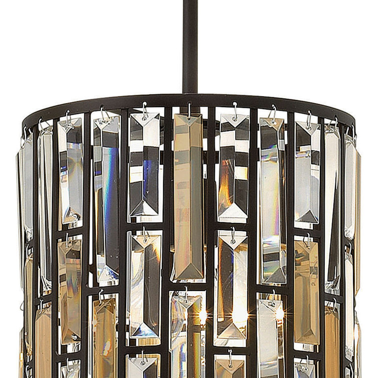 Vintage Bronze Crystal LED Mini Drum Pendant Light
