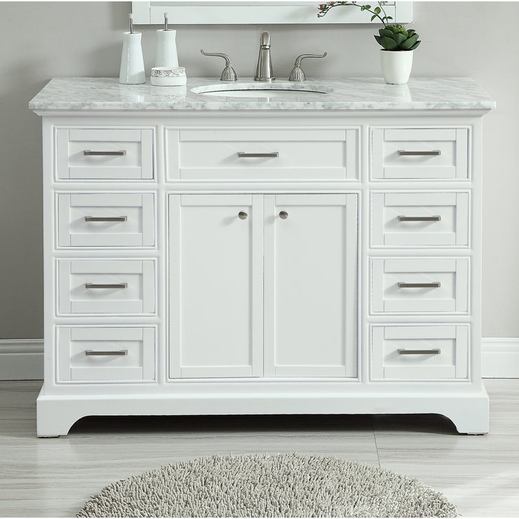 Americana 48" White Wood Single Bathroom Vanity with Marble Top