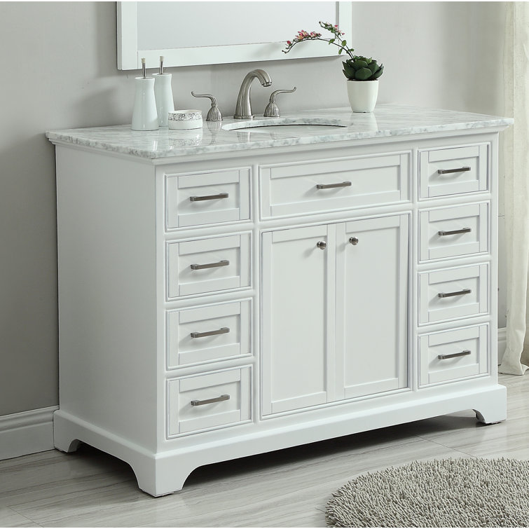 Americana 48" White Wood Single Bathroom Vanity with Marble Top