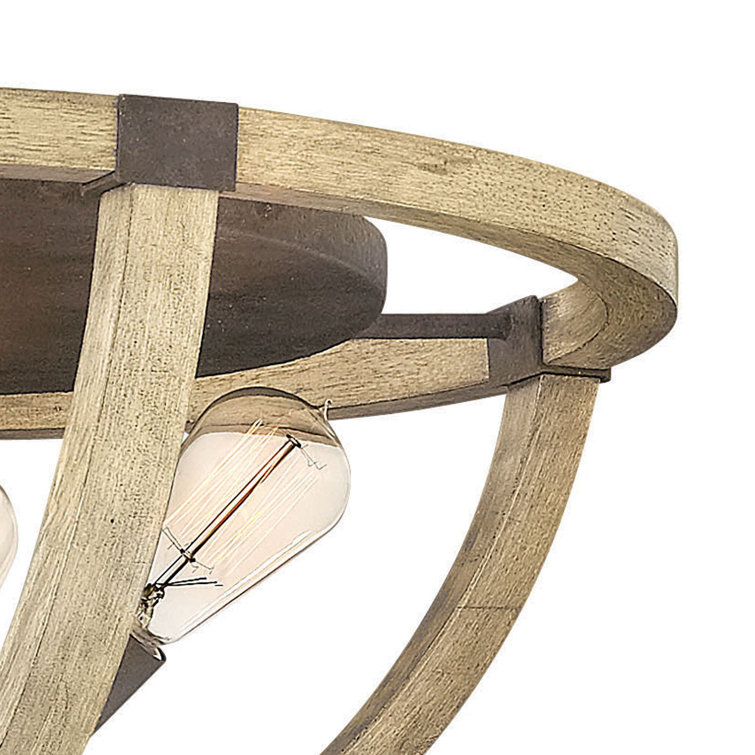 Rustic Weathered Ash and Iron 4-Light Globe Flush Mount