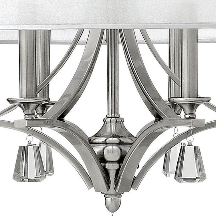 Brushed Nickel 30.25" Drum Chandelier with Sheer Shade