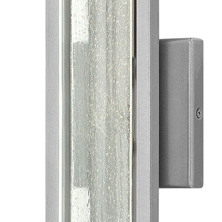 Sleek Satin Black Outdoor Wall Sconce with Seedy Glass
