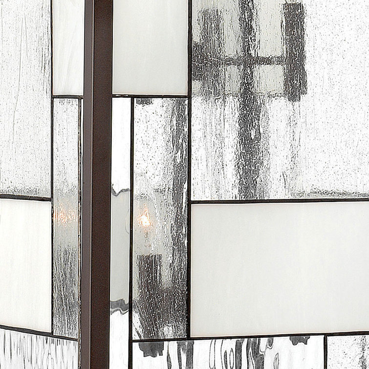 Mondrian 12-Light Buckeye Bronze Chandelier with Copper Foil Glass