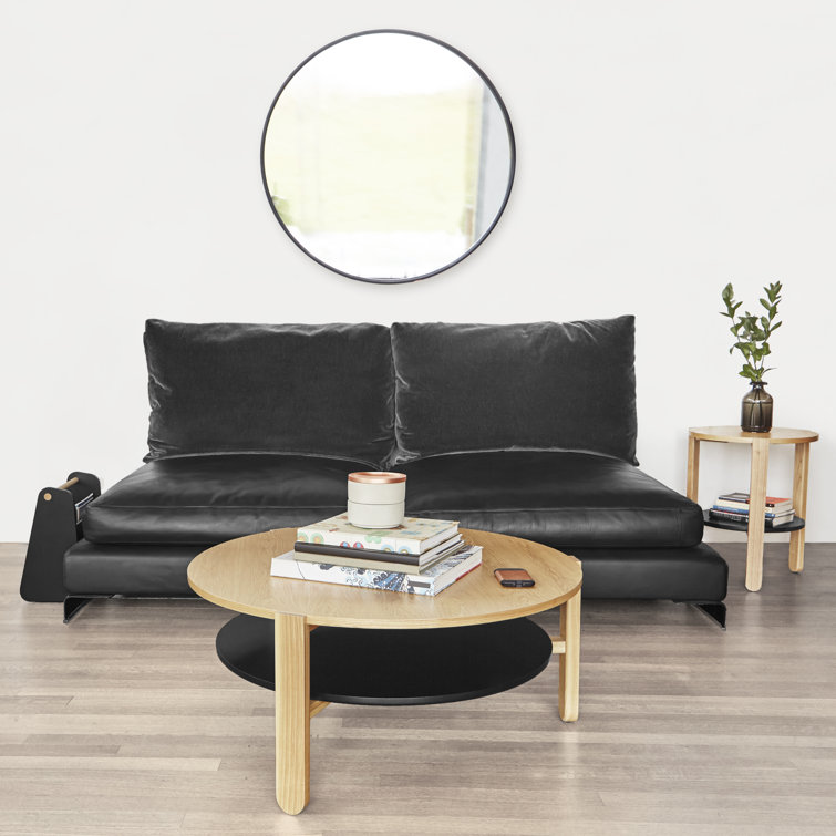 26'' Modern Black Round Wall Mirror with Rubber Frame