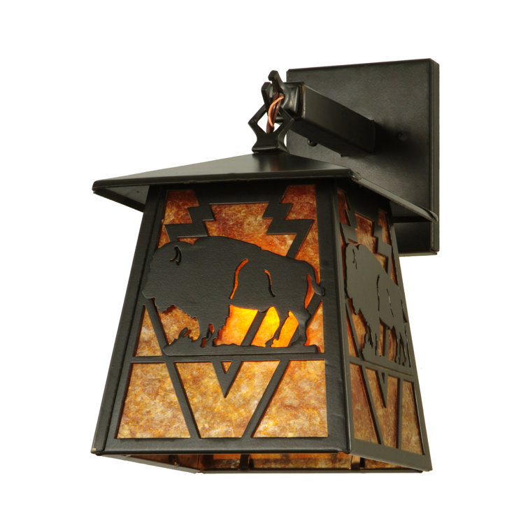 Timeless Bronze 12" Buffalo Inspired Lantern Wall Sconce