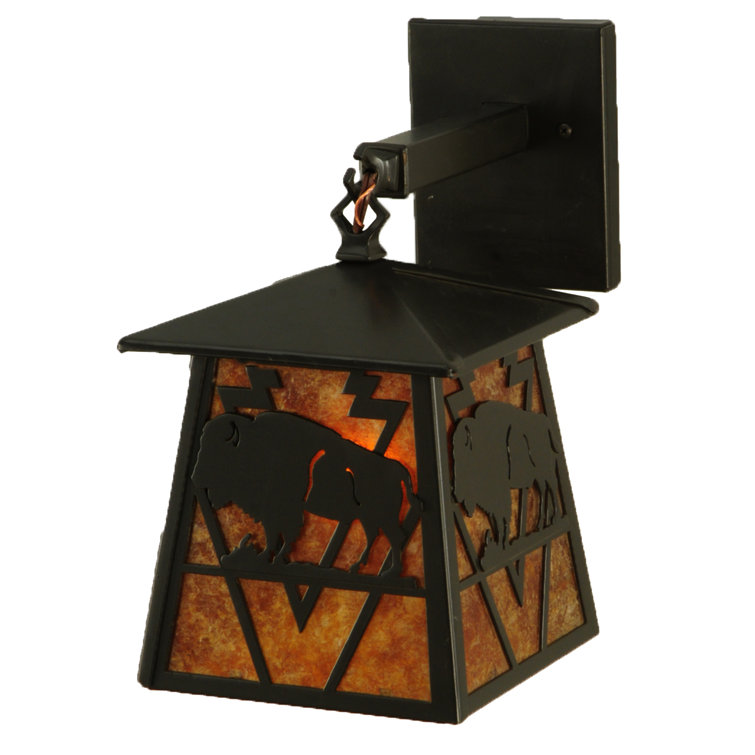 Timeless Bronze 12" Buffalo Inspired Lantern Wall Sconce