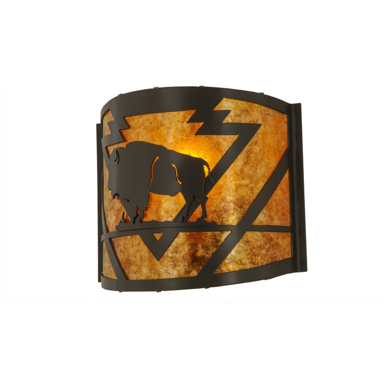 Timeless Bronze Steel Sconce with Amber Mica Shade