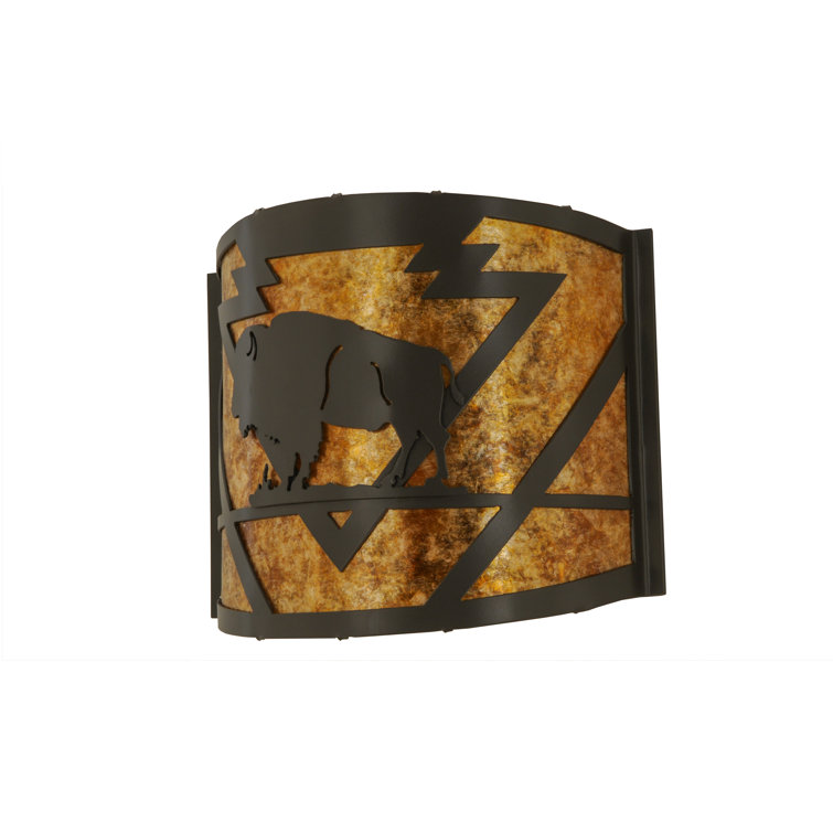 Timeless Bronze Steel Sconce with Amber Mica Shade