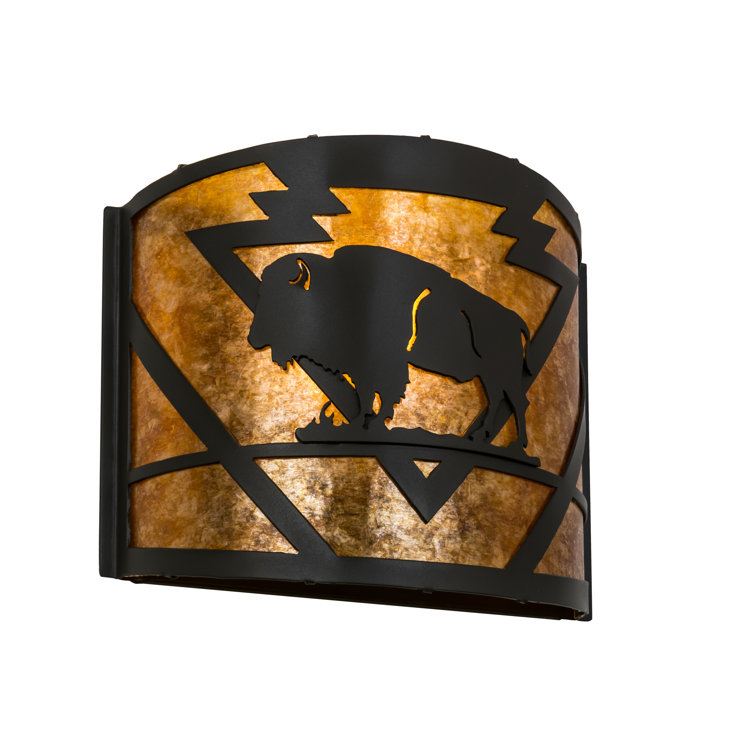 Timeless Bronze Steel Sconce with Amber Mica Shade