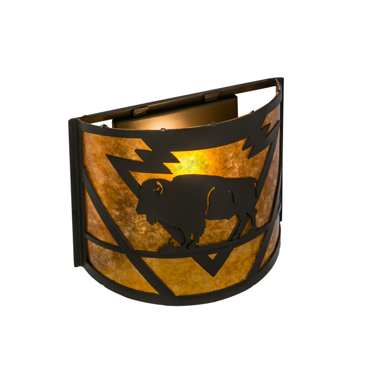 Timeless Bronze Steel Sconce with Amber Mica Shade