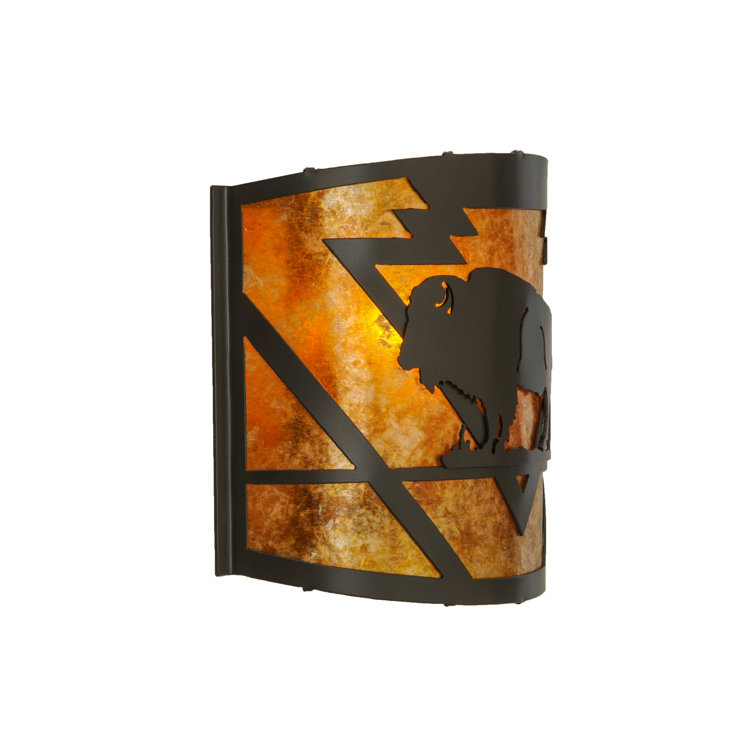 Timeless Bronze Steel Sconce with Amber Mica Shade