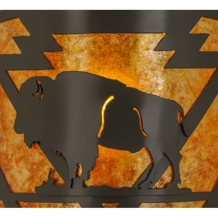 Timeless Bronze Steel Sconce with Amber Mica Shade