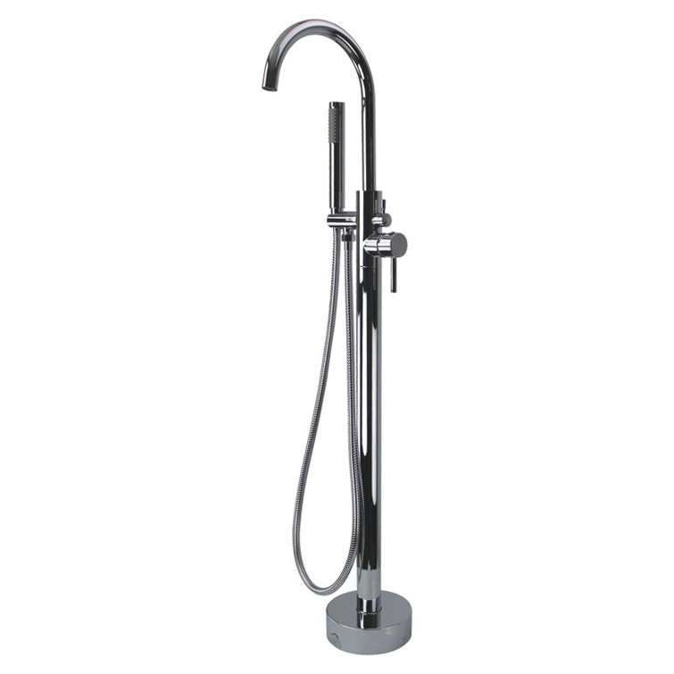 Sherwood 71'' White Solid Surface Freestanding Soaking Bathtub with Chrome Faucet
