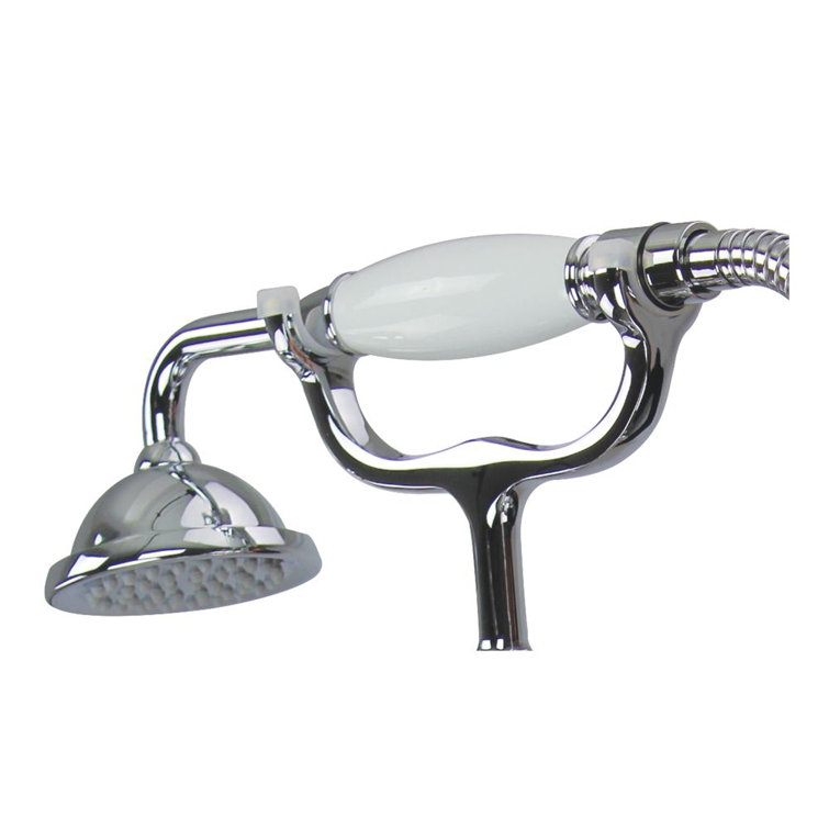 Polished Chrome Brass Floor Tub Filler with Diverter
