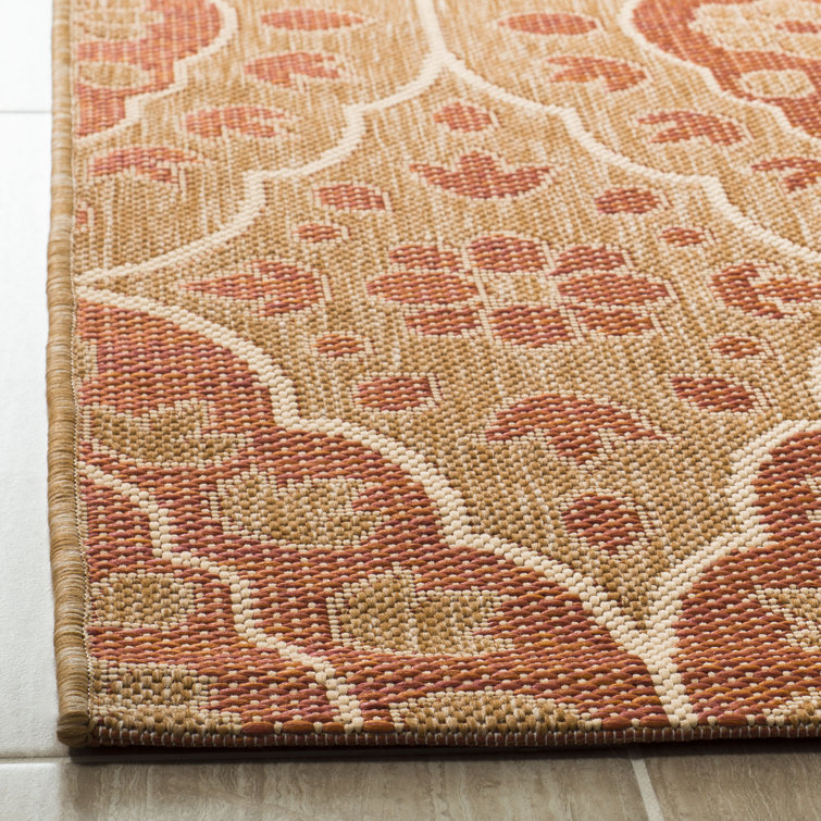 Handmade Tufted Beige and Orange Wool Area Rug