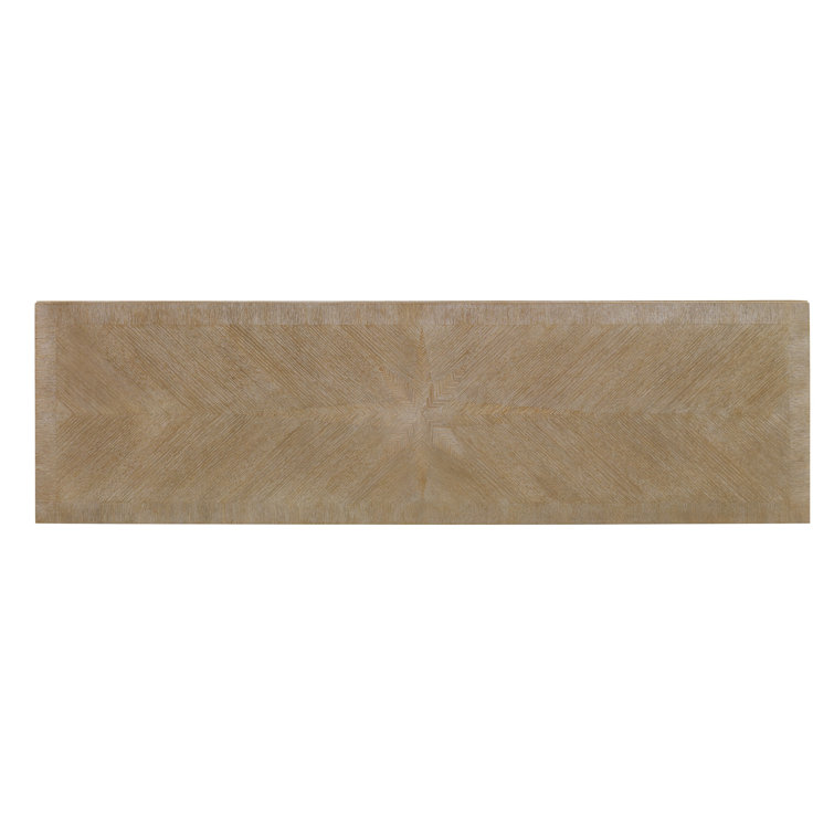 Ivory Ceruse Oak and Champagne Aluminum Console Table