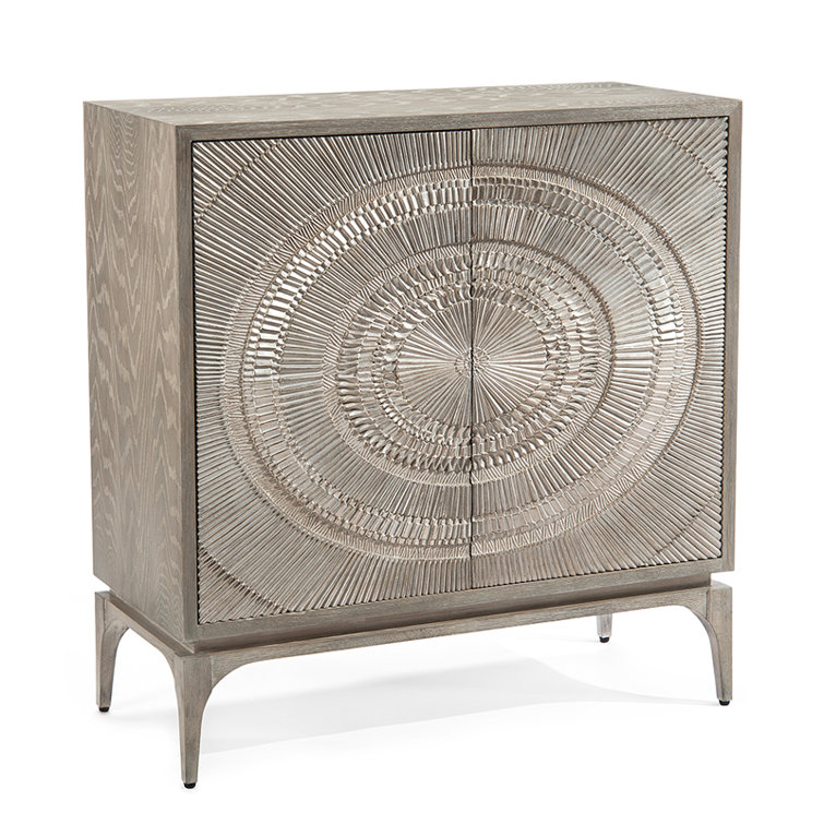 Gray Oak Two-Door Accent Cabinet with Adjustable Shelving