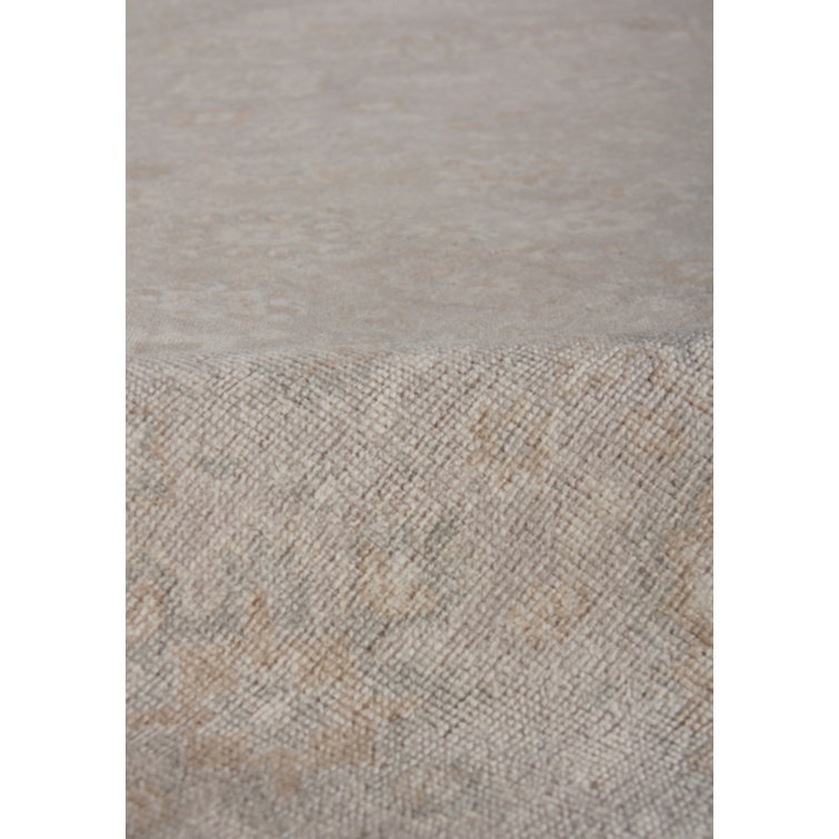 Hand-Knotted Beige Wool 12' x 15' Oriental Rug