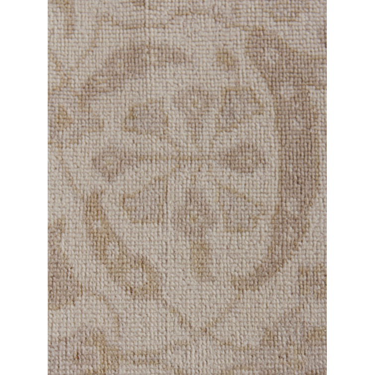 Ivory Hand-Knotted Wool 8' x 10' Rectangular Rug