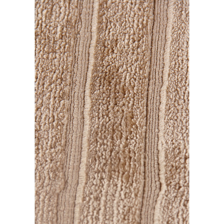 Handmade Beige Striped Viscose Rectangular Area Rug 5' x 8'