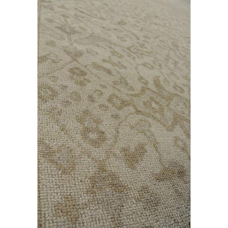 Ivory Hand-Knotted Wool 8' x 10' Rectangular Rug